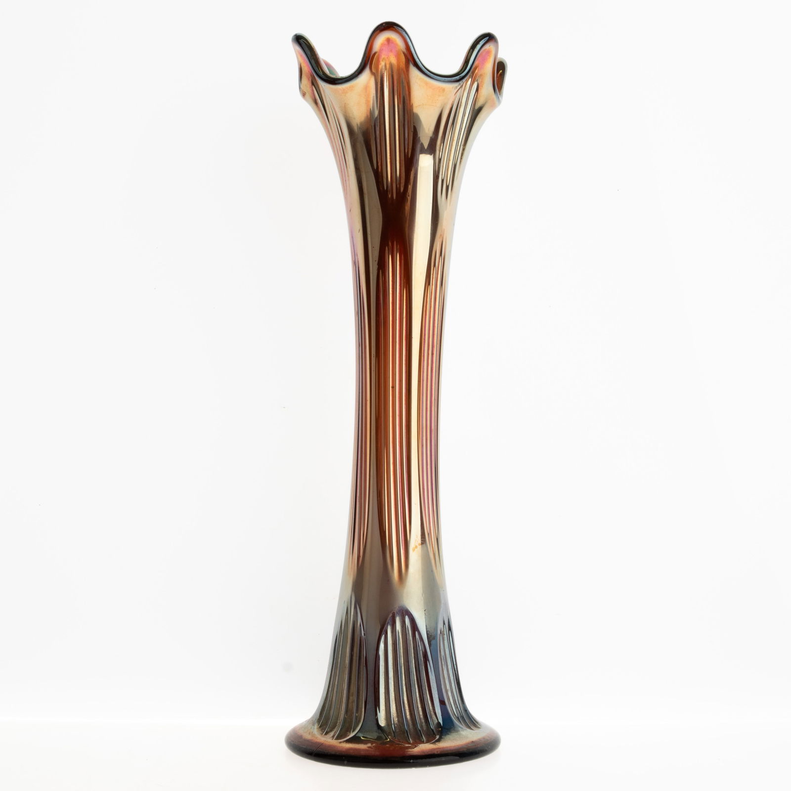 1930'S Art Deco Vintage Iridescent Fenton Carnival Glass Vase (1 of 6)