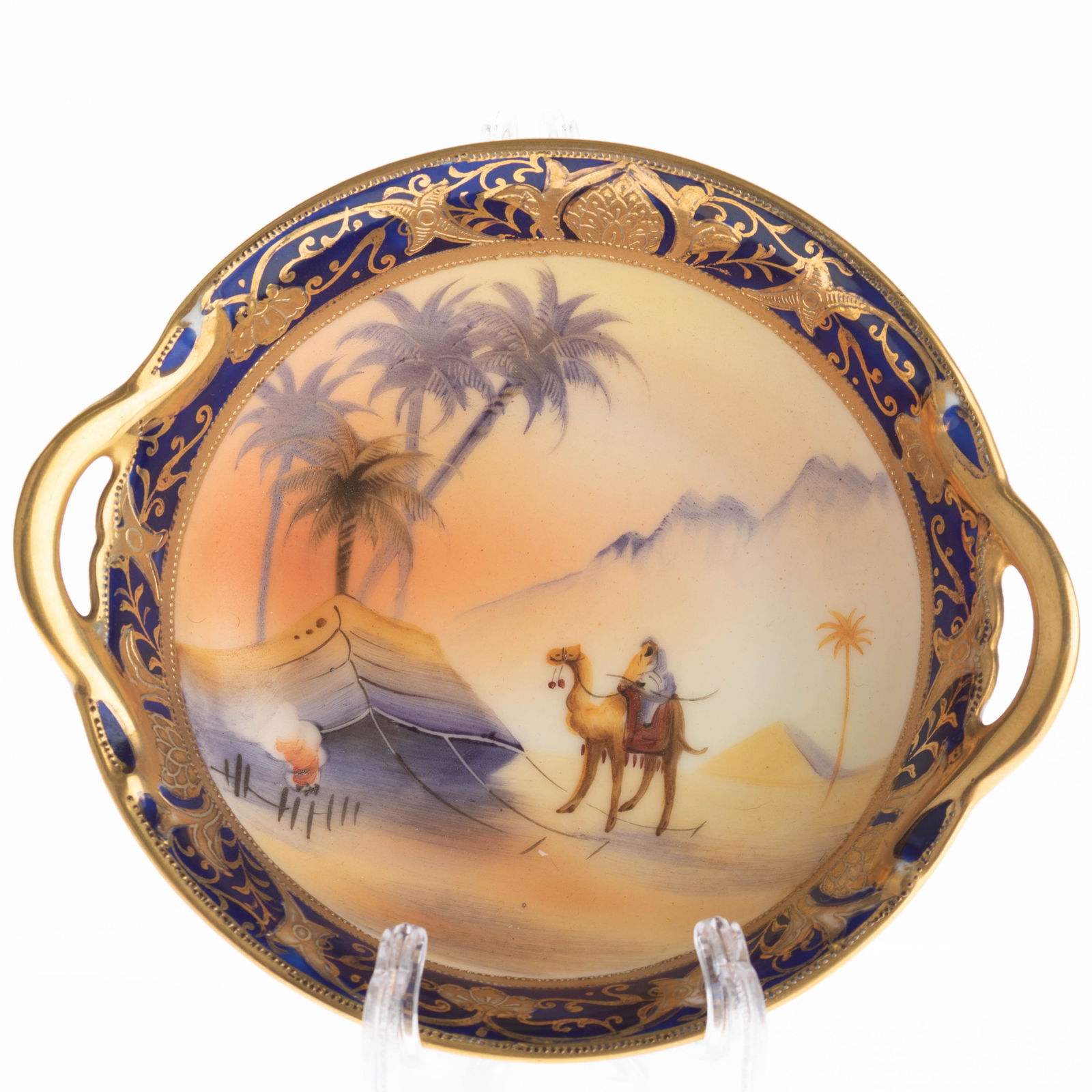 1930'S Art Deco Japanese Noritake Hand Painted Gilt Porcelain Orientalist Bowl: It is the responsibility of the Buyer to carefully examine each lot and form their own judgment regarding its condition, description, provenance, and authenticity prior to making a purchase. We welcom