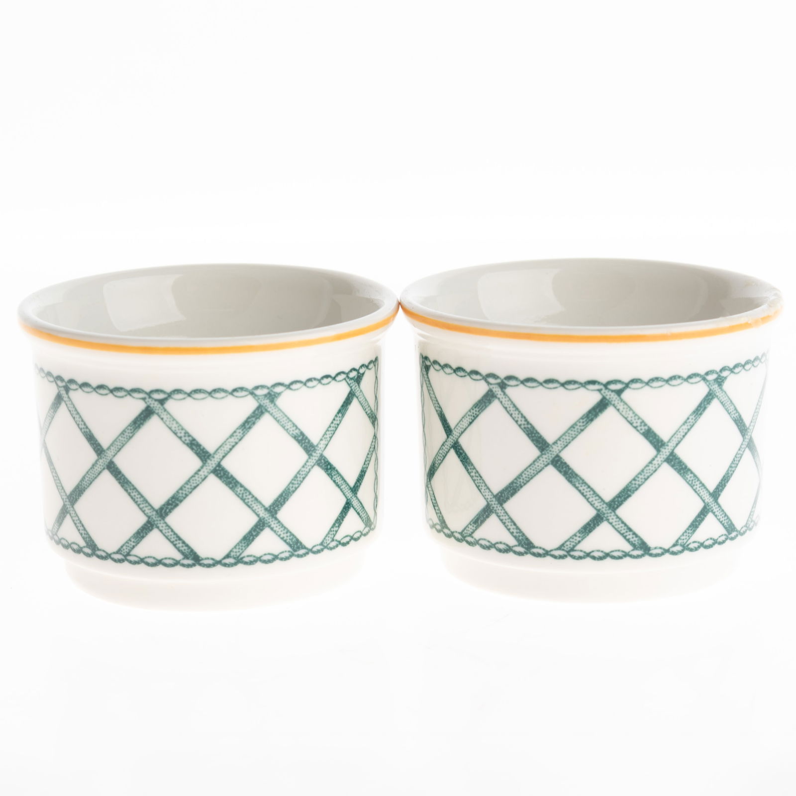 Vintage Villeroy & Boch Basket Pattern Porcelain Set Of Egg Cups: It is the responsibility of the Buyer to carefully examine each lot and form their own judgment regarding its condition, description, provenance, and authenticity prior to making a purchase. We welcom