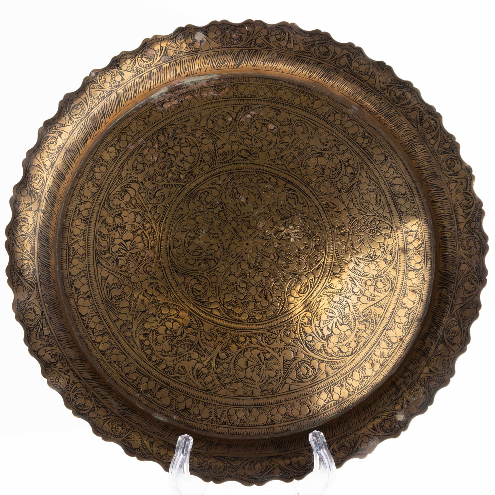Mid Century Vintage Indian Engraved Brass Tray (1 of 6)