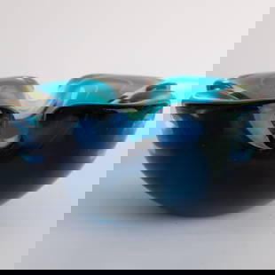 Mid Century Vintage Murano Hand Blown Blue Glass Bowl By Archimede Seguso: It is the responsibility of the Buyer to carefully examine each lot and form their own judgment regarding its condition, description, provenance, and authenticity prior to making a purchase. We welcom