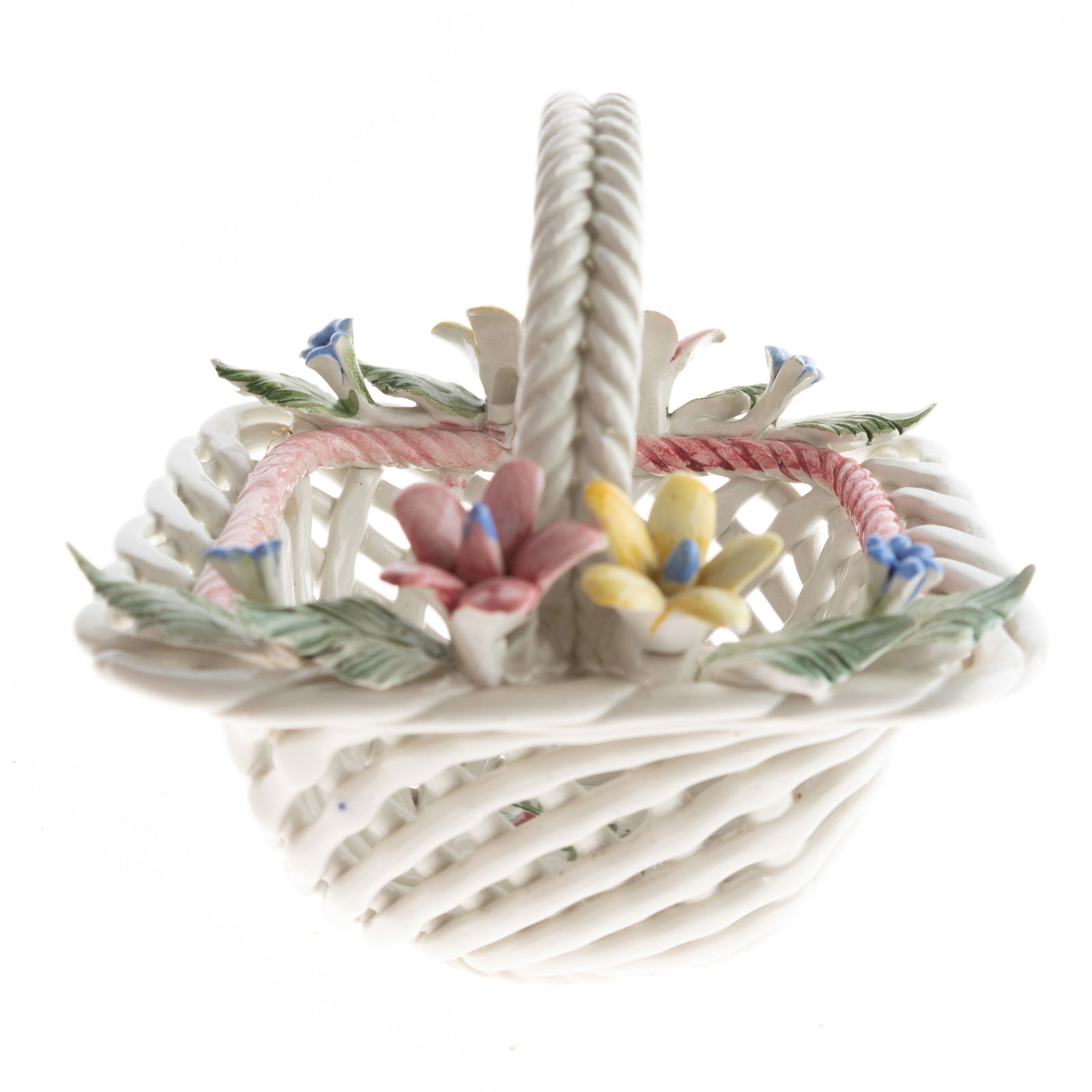 Mid Century Vintage Italian Capodimonte Porcelain Lattice Flower Basket (1 of 6)