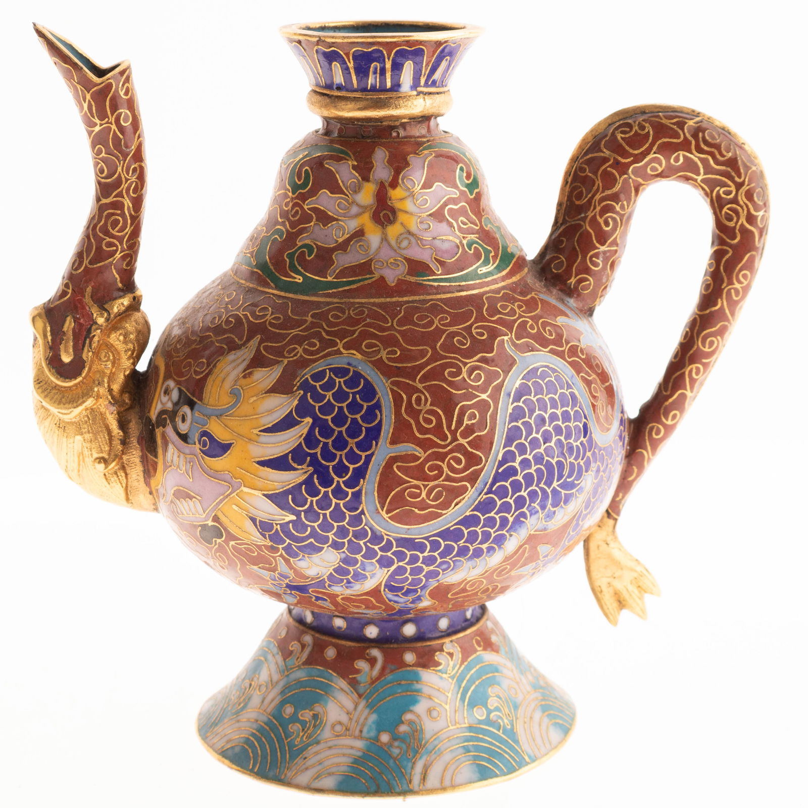 Chinese Hand Enamelled Cloisonne Dragon Teapot 20Th Century (1 of 6)