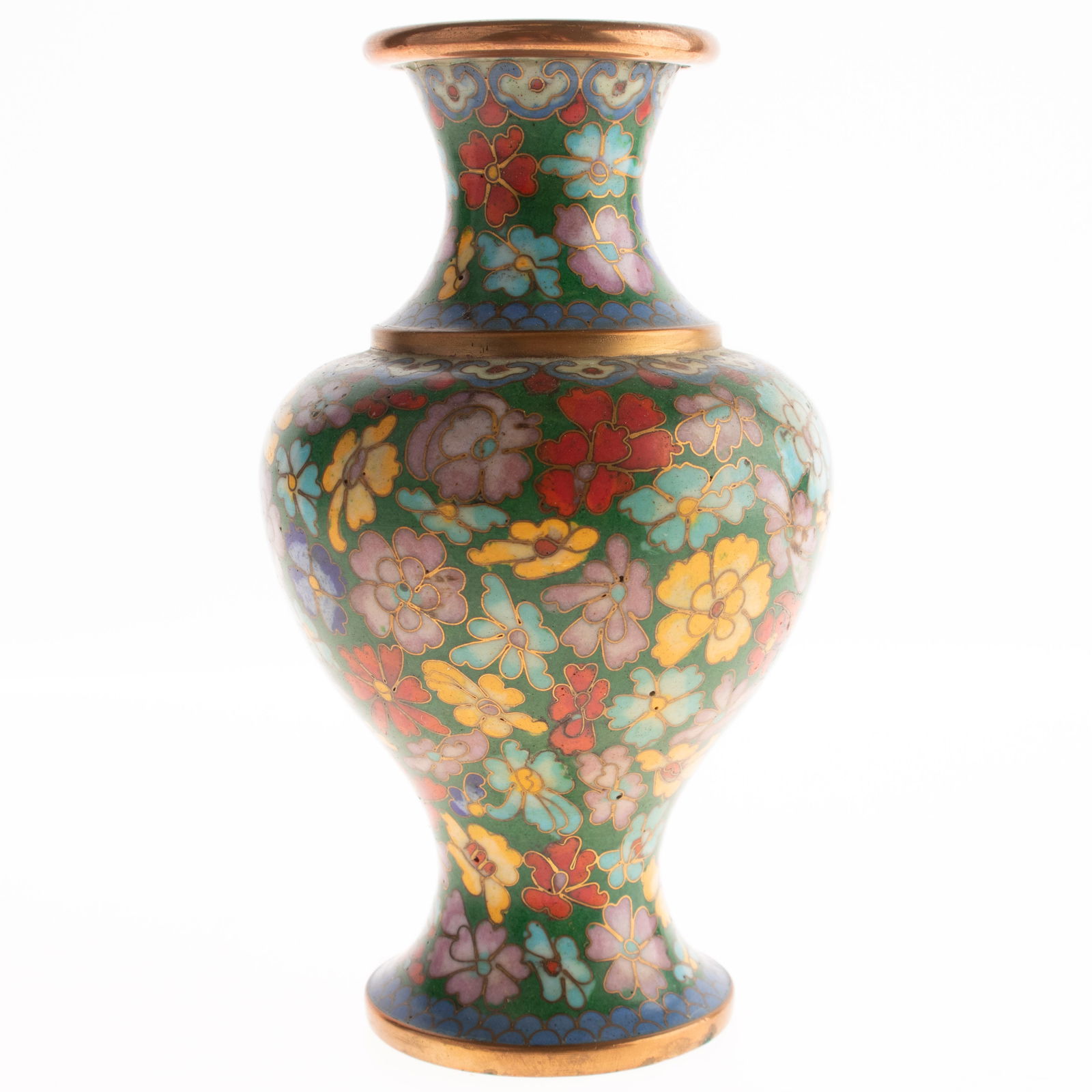 Mid Century Vintage Chinese Hand Enamelled Cloisonne Floral Vase: It is the responsibility of the Buyer to carefully examine each lot and form their own judgment regarding its condition, description, provenance, and authenticity prior to making a purchase. We welcom