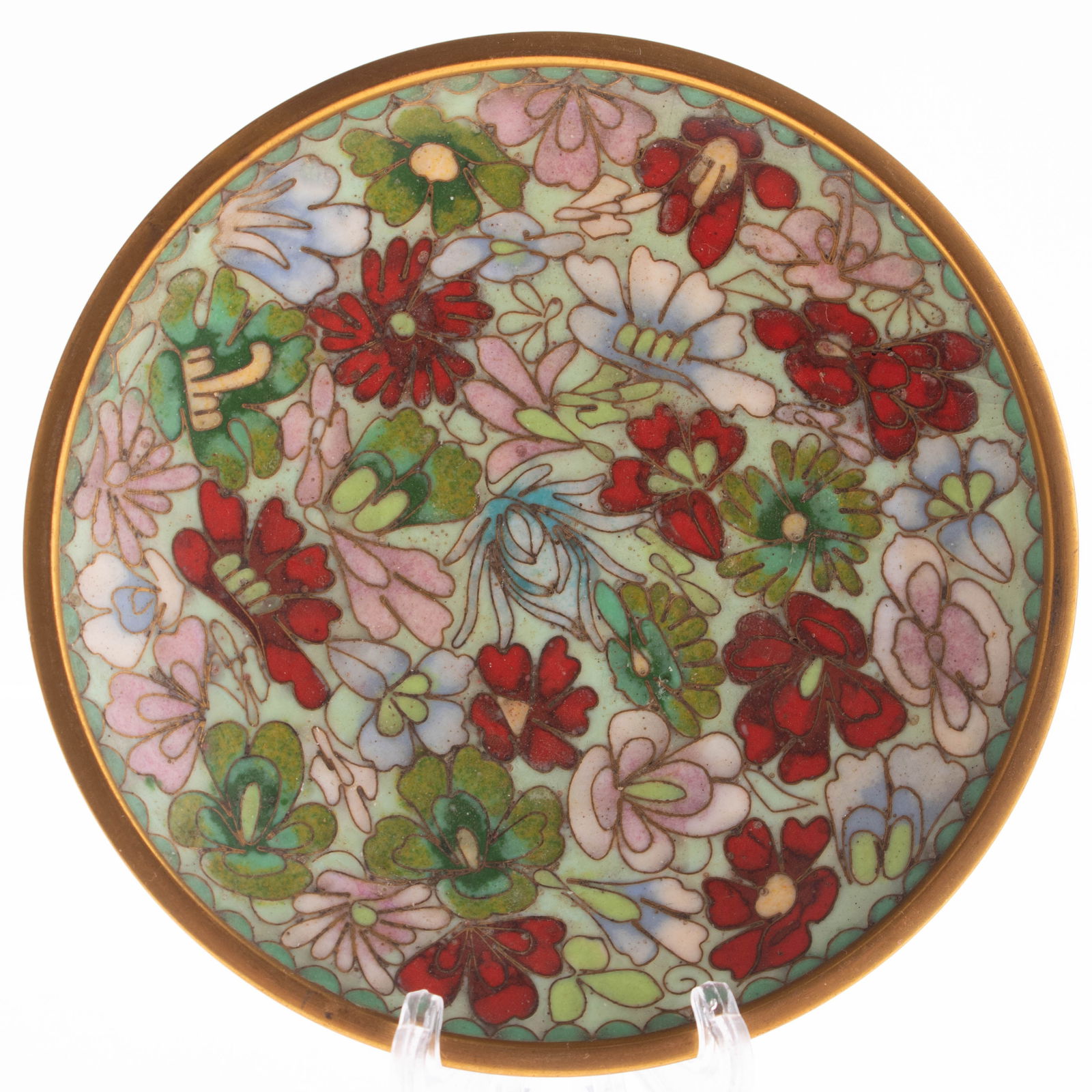 Mid Century Vintage Chinese Hand Enamelled Cloisonne Floral Trinket Dish: It is the responsibility of the Buyer to carefully examine each lot and form their own judgment regarding its condition, description, provenance, and authenticity prior to making a purchase. We welcom