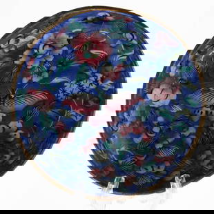 Antique Chinese Canton Hand Enamelled Blue Cloisonne Floral Trinket Dish: It is the responsibility of the Buyer to carefully examine each lot and form their own judgment regarding its condition, description, provenance, and authenticity prior to making a purchase. We welcom