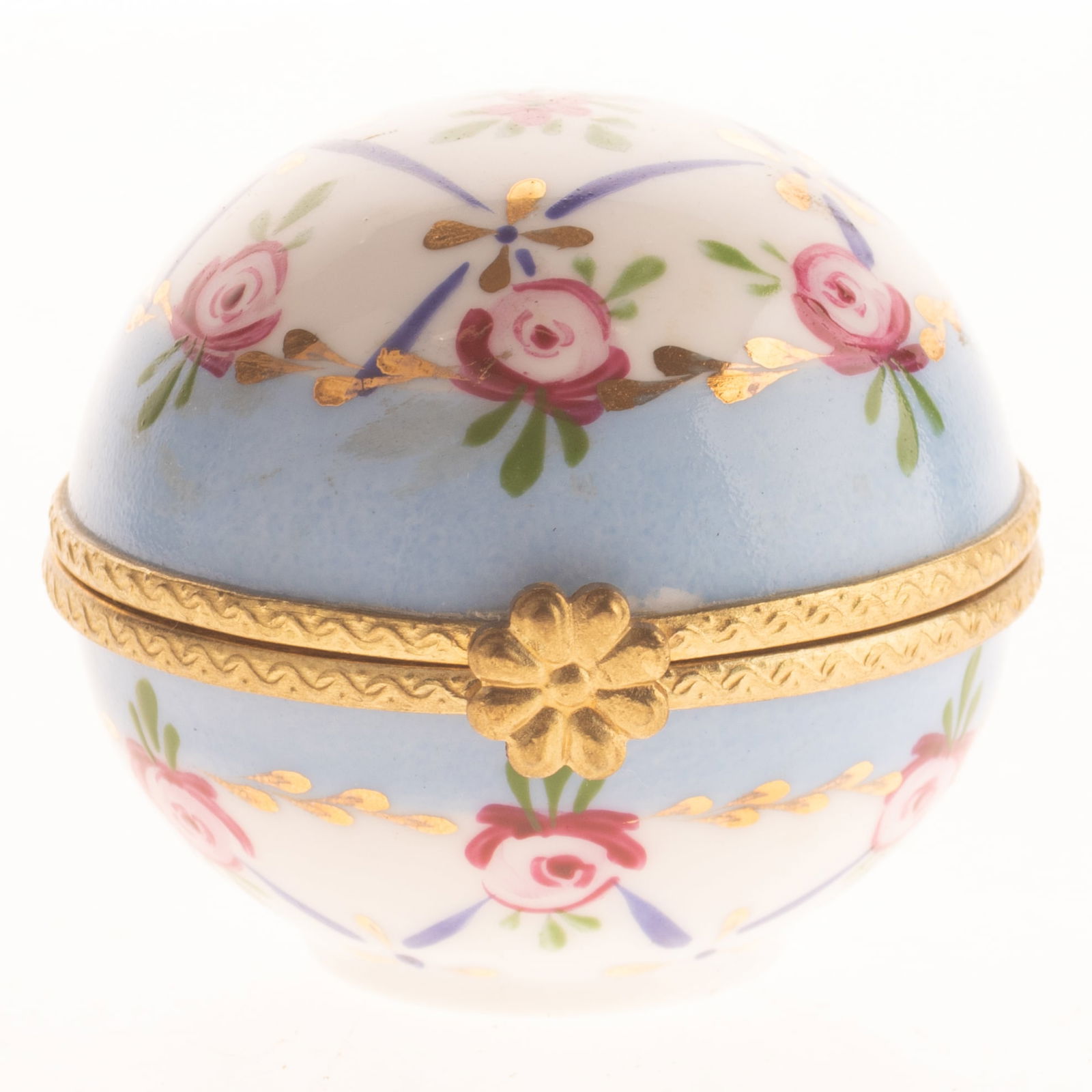 Vintage Hand Painted Fine Gilt Porcelain Pill Box (1 of 5)