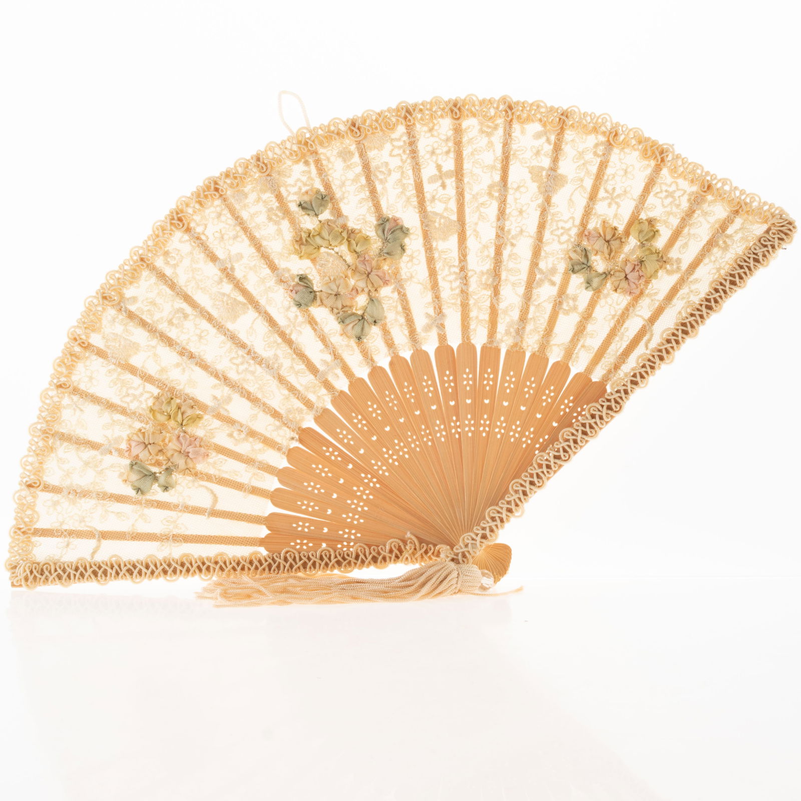 Antique Victorian Pleated Lace Hand Folding Fan (1 of 6)