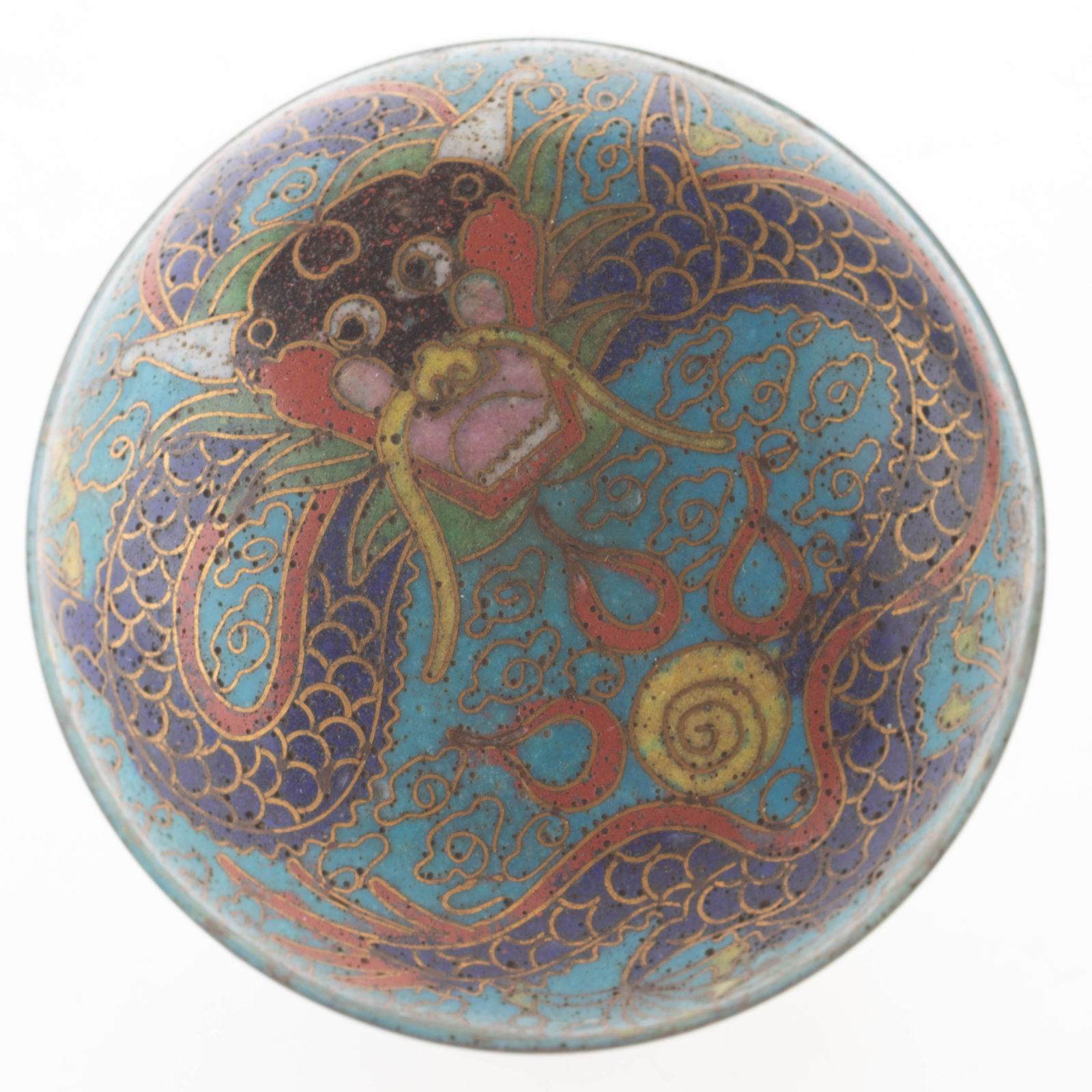 Antique Chinese Hand Enameled Cloisonne Dragon Lidded Box Early 20Th Century (1 of 7)