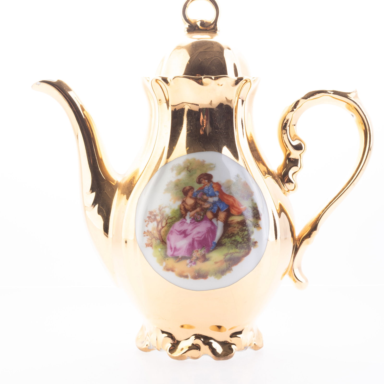Art Deco 1930'S Vintage German Bavarian 24Kt Gold Gilded Porcelain Teapot (1 of 6)