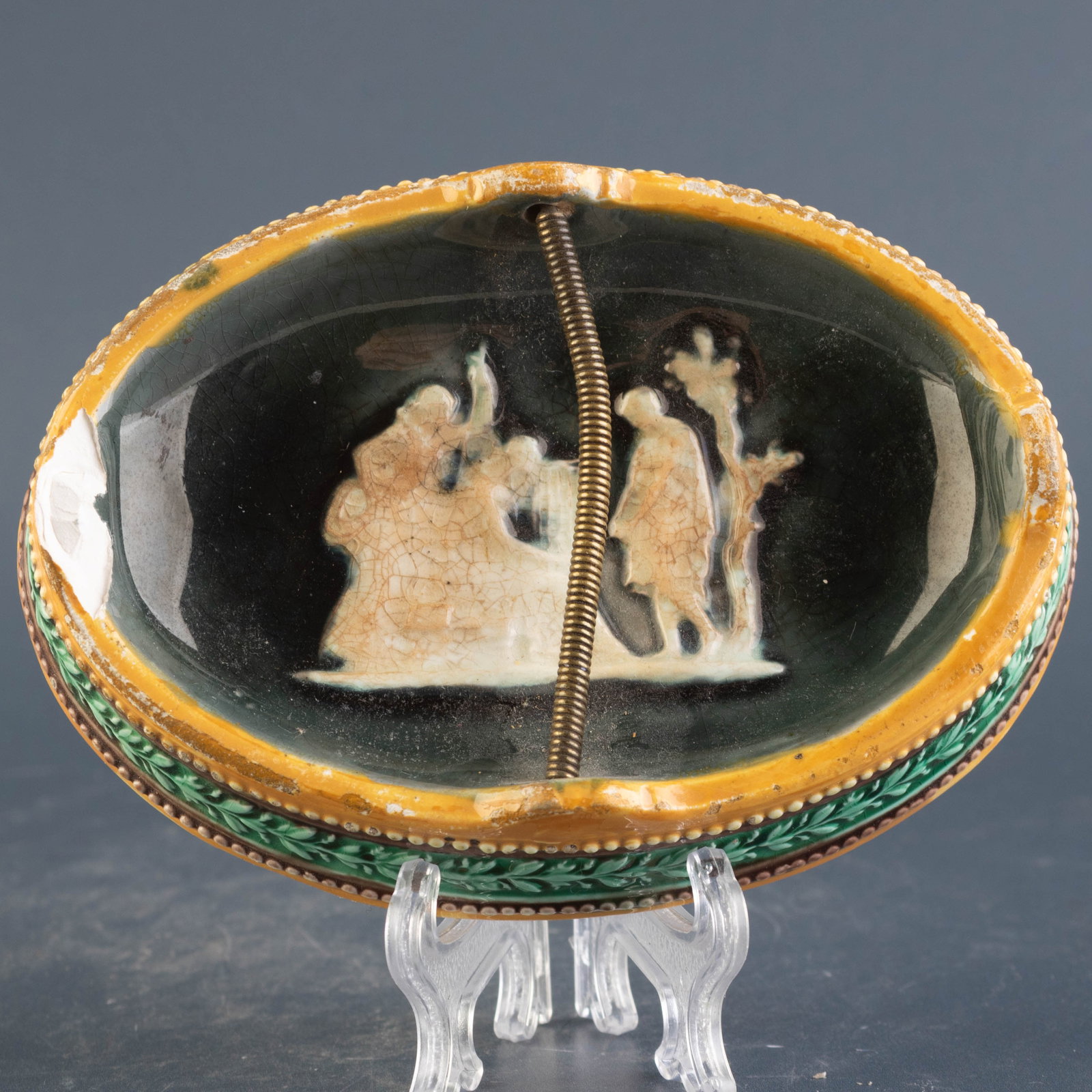 Antique Wedgwood Majolica Oval Trinket Dish 19Th Century (1 of 6)