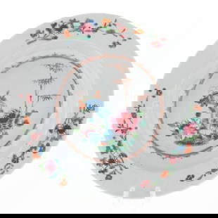 Antique 18Th Century Chinese Hand Painted Famille Rose Porcelain Plate: Height: 23.0 cm, Width: 21.0 cm. Crafted with care and aesthetic intention, this antique 18th century chinese hand painted famille rose porcelain plate evokes the charm and quality typical of mid-cent