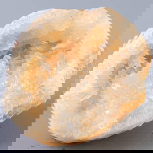 Golden Citrine Geode ? Radiant Quartz Crystal Cluster in Natural Cavity: 506. Golden Citrine Geode ? Radiant Quartz Crystal Cluster in Natural Cavity Warm and radiant, this golden citrine geode features bright crystal growth in a rugged stone shell. It is the responsibilit