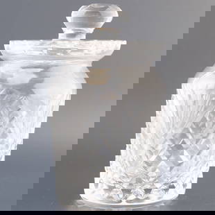 Cut Crystal Lidded Jar ? Vintage Diamond Patterned Candy or Vanity Container: A unique vintage or antique piece with decorative flair?adds historic character to any collection or space. It is the responsibility of the Buyer to carefully examine each lot and form their own judgm