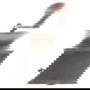 Antique Cast Iron Coffee Grinder with Wooden Handle: A unique vintage or antique piece with decorative flair?adds historic character to any collection or space. It is the responsibility of the Buyer to carefully examine each lot and form their own judgm