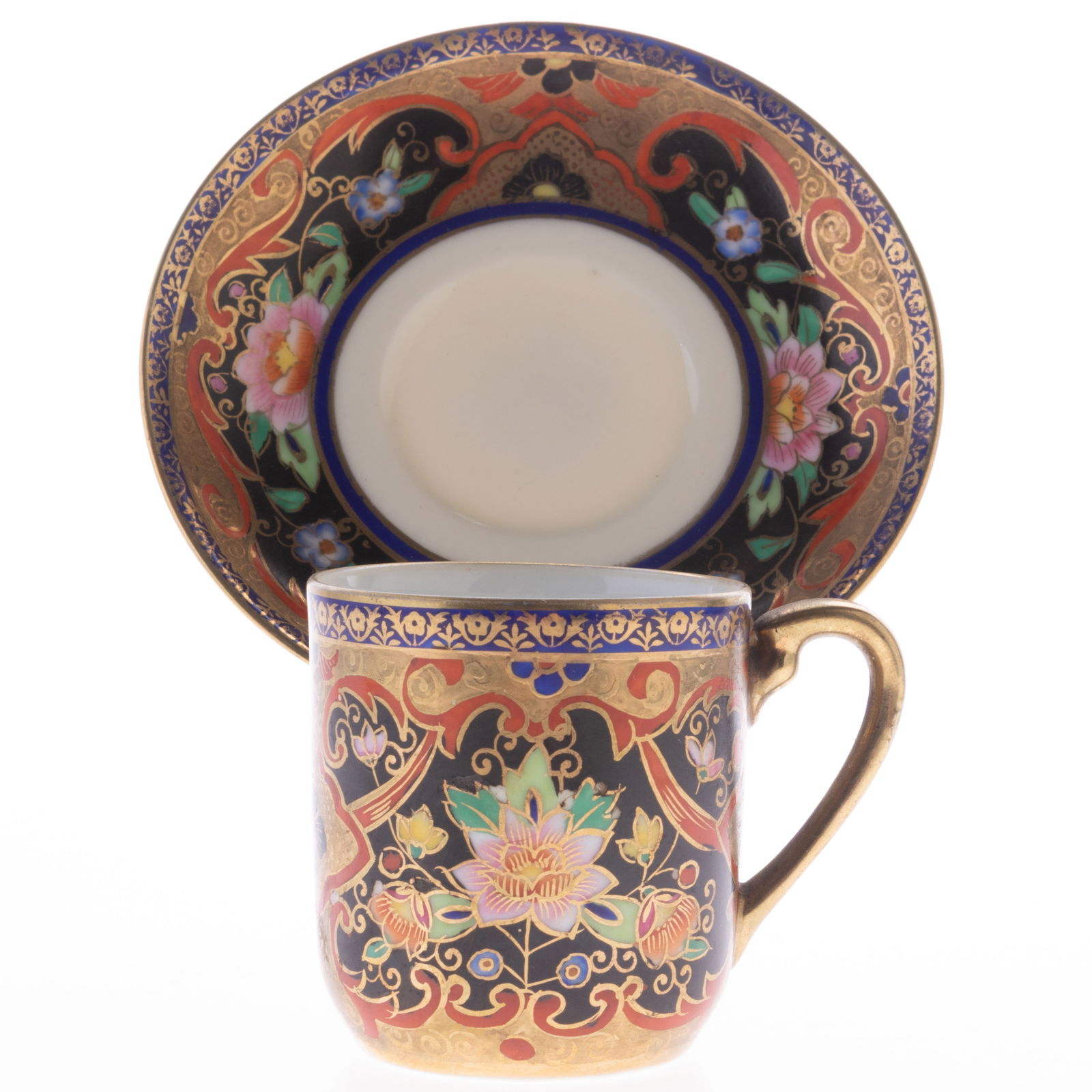 Noritake Exquisite Gilded Floral Teacup & Saucer - Oriental Motif