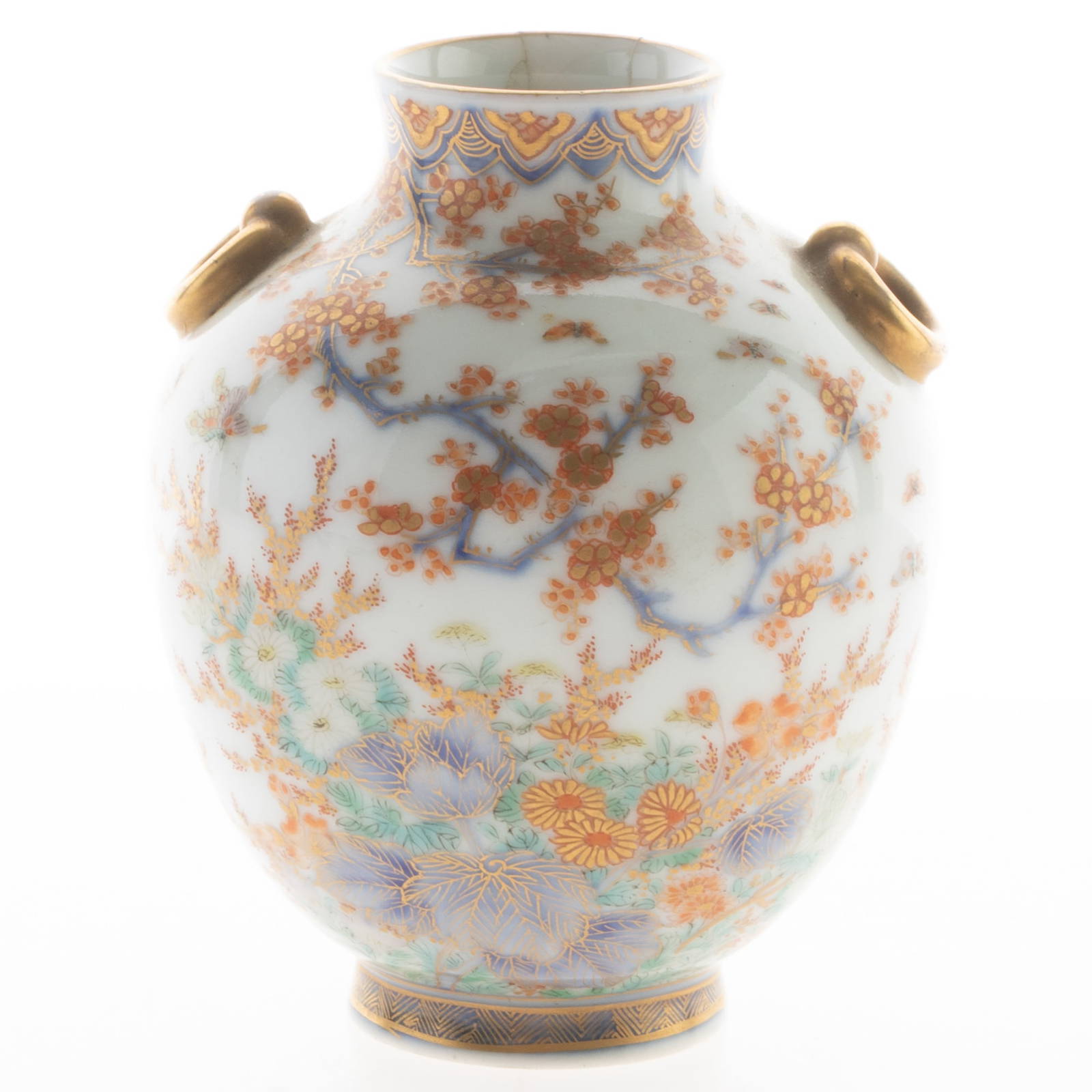 Mid Century Chinese Hand Painted Famille Rose Porcelain Vase