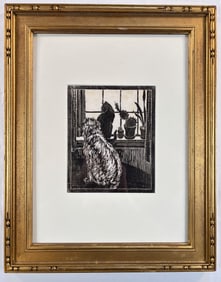 Eliza Gardiner, PAC Woman Printmaker - woodcut Ginger & Lucky