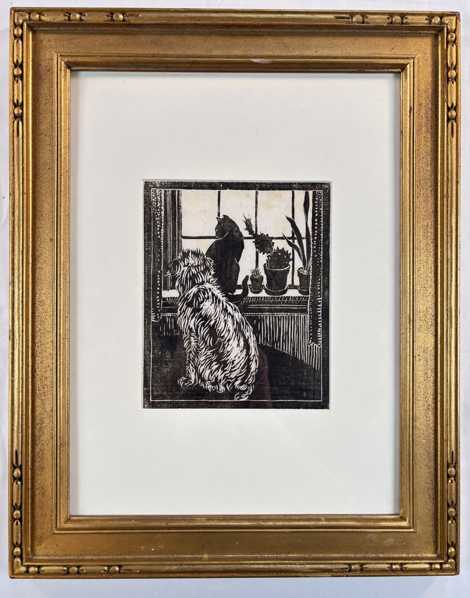 Eliza Gardiner, PAC Woman Printmaker - woodcut Ginger & Lucky