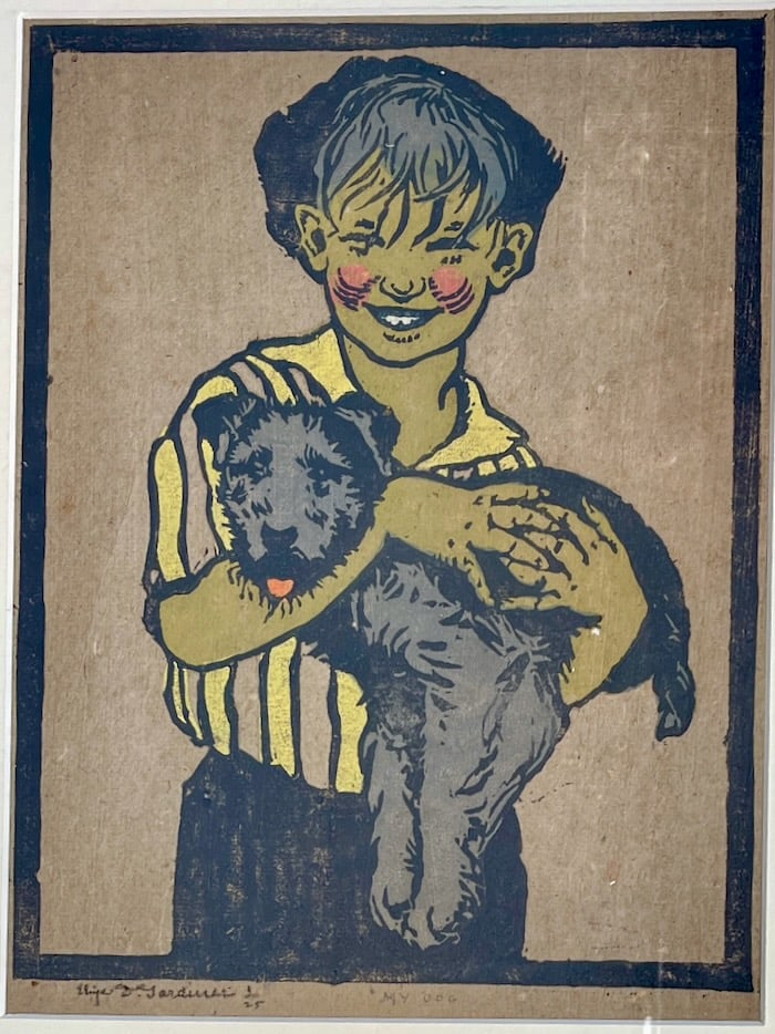 Eliza Gardiner, PAC Woman Printmaker - woodcut My Dog (1 of 2)