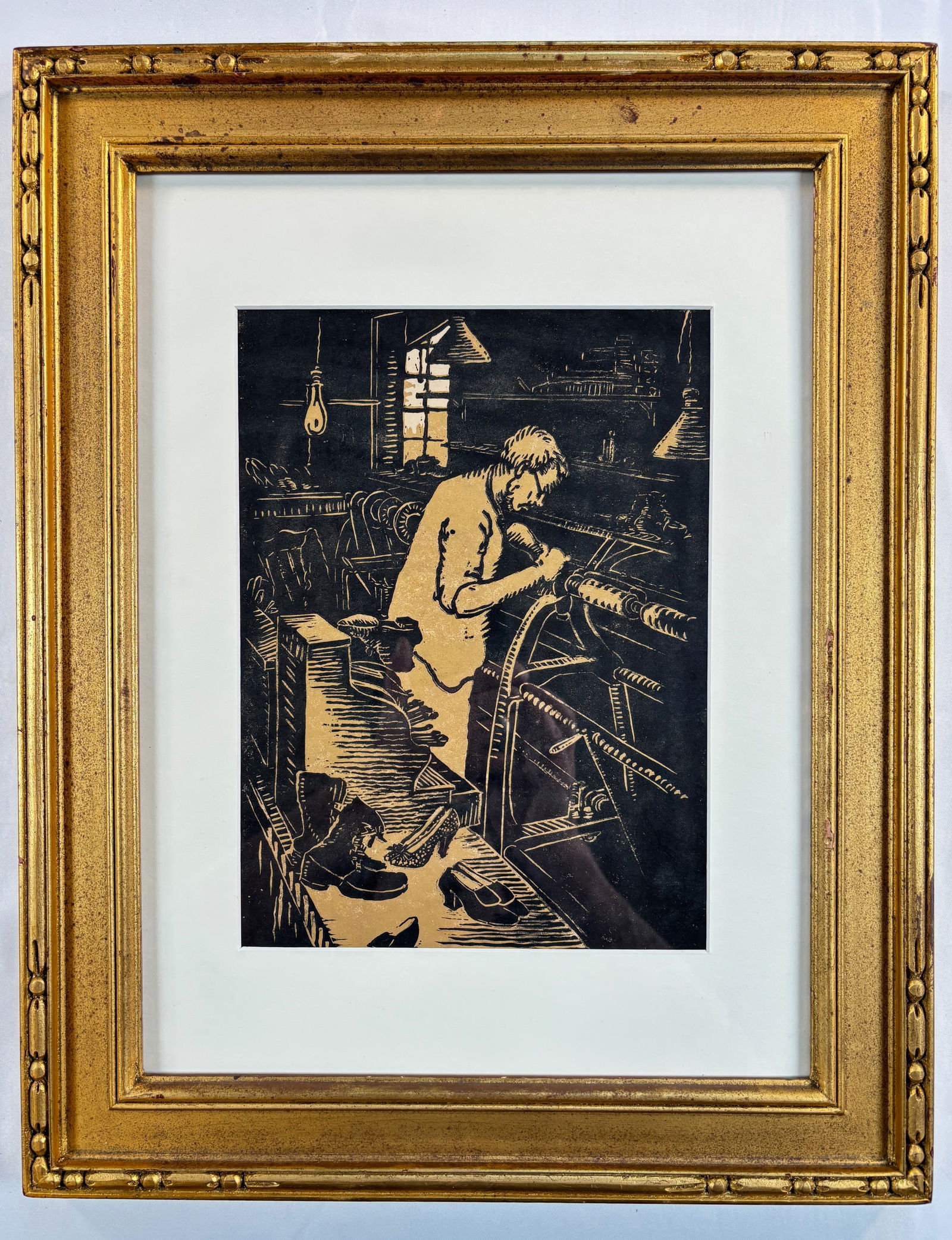 Eliza Gardiner, PAC Woman Printmaker -E. Gardiner woodcut Cobbler (1 of 3)