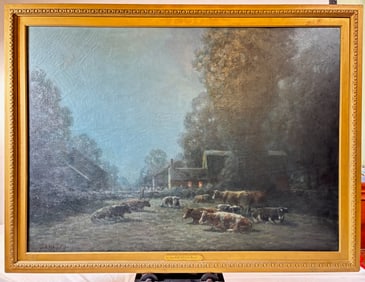 Moonlight Night on the Farm, 1916 by Providence School Artist G.A. Hays