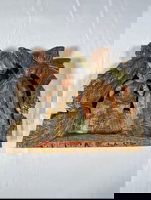 Carretti Sicilian Olive Wood Fragments Depicting the Holy Family