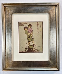 Eliza Gardiner Color Woodblock Print, Big Sister