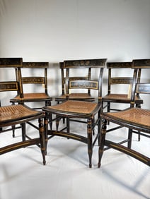 Set of 6 Fancy New England 1820-1840 Sheraton Chairs