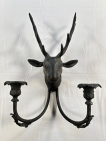 Cast Iron Stag Head Wall Sconce