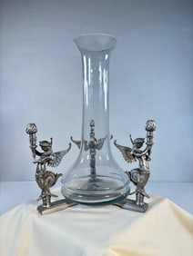 Neoclassical Revival Glass Vase with Figural Mount