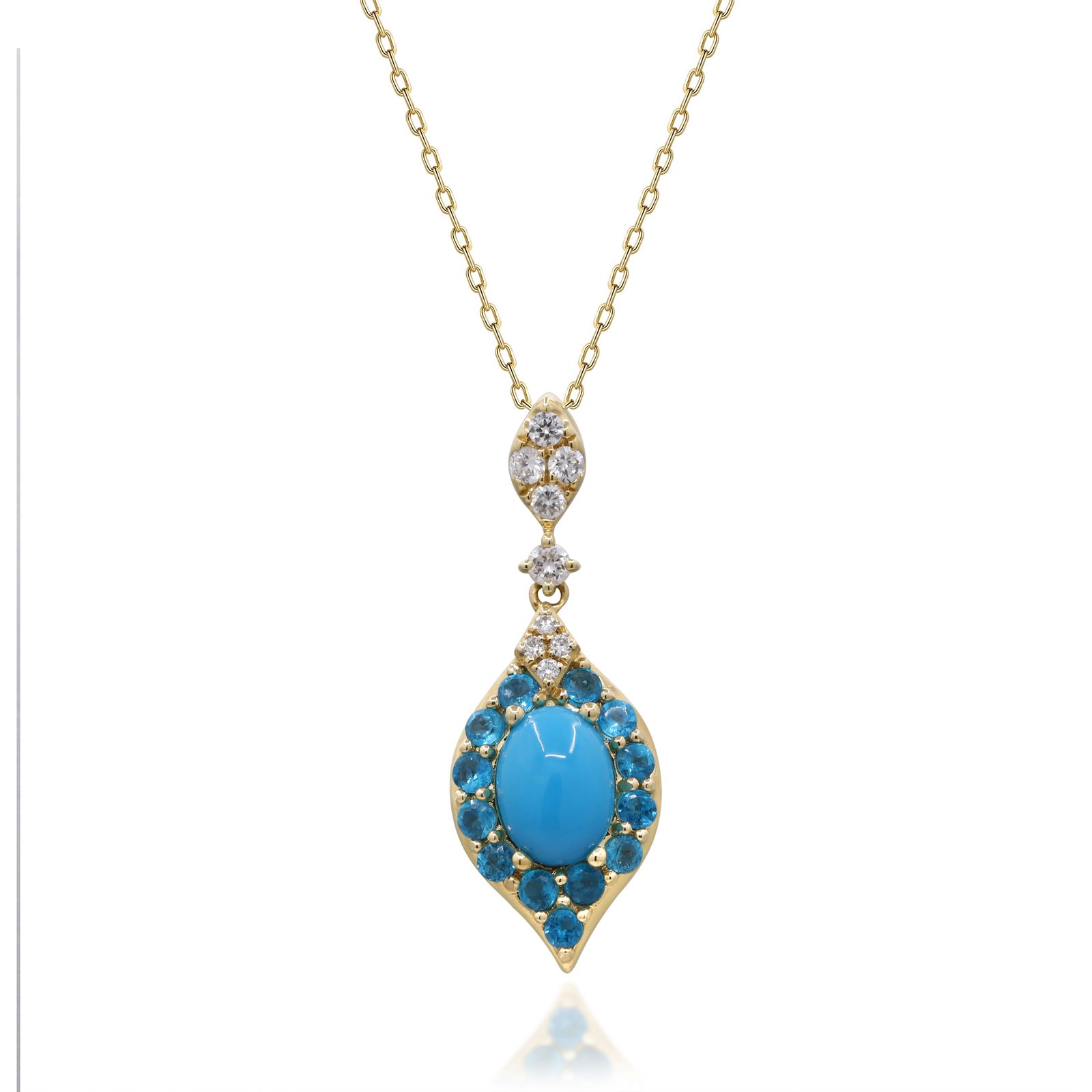 Golden Serenity 14K Yellow Gold Turquoise & Diamond Pendant (1 of 3)