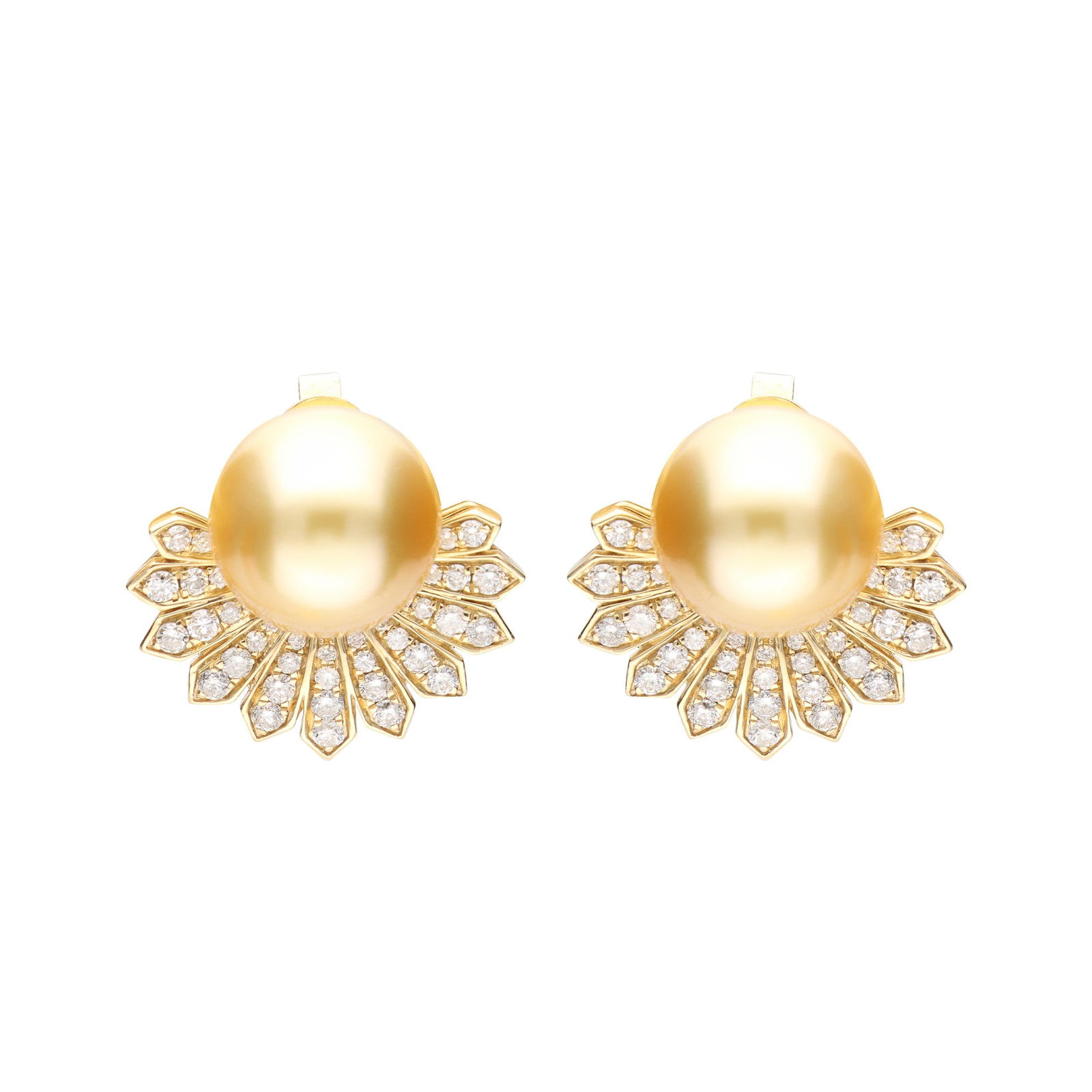 Petals of the Sea, 14K Yellow Gold South Sea Pearl Earrings: Resembling a flower caressed by the waves, these stunning earrings feature a pair of magnificent South Sea pearls, with a total weight of 23.59ct. Each pearl embodies a gentle murmur from the