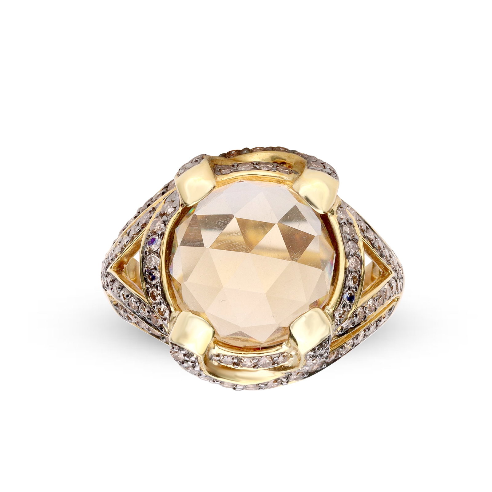 Golden Prism Radiance: 18K Gold Diamond Statement Ring (1 of 1)