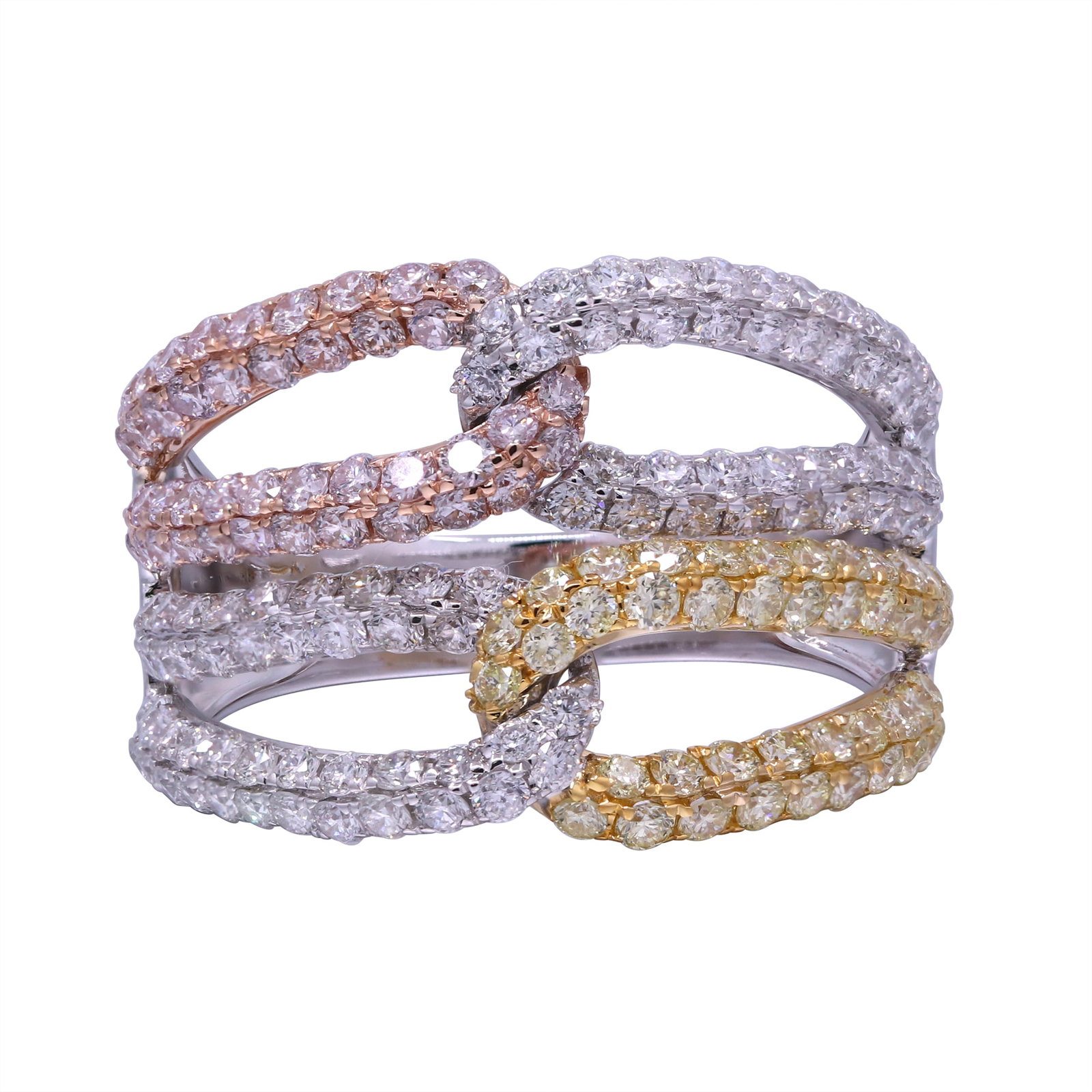 Trinity Luxe: 14K Three-Tone Gold Multi-Color Diamond Ring (1 of 1)