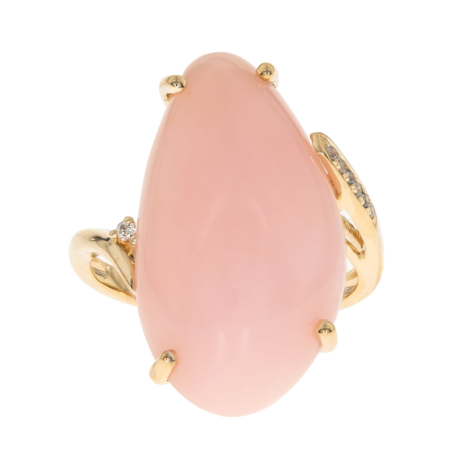 Blush Petal Elegance: Rose Quartz Teardrop Ring: Softly romantic and effortlessly graceful, this exquisite ring features a luminous rose quartz gemstone in a delicate teardrop silhouette. Its smooth cabochon surface glows with a gentle blush hue, ev