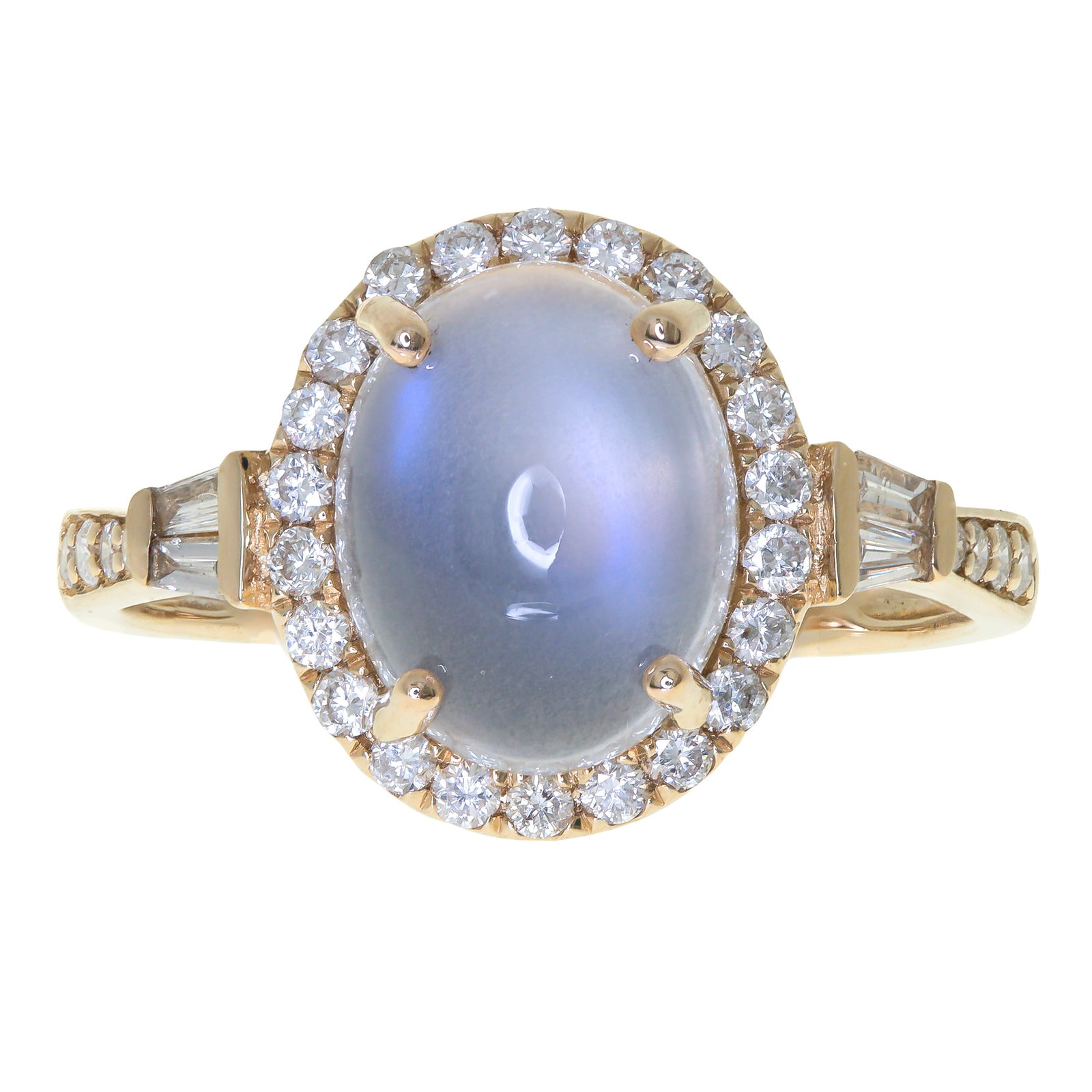 Lunar Halo: 14K Yellow Gold Moonstone & Diamond Ring (1 of 1)