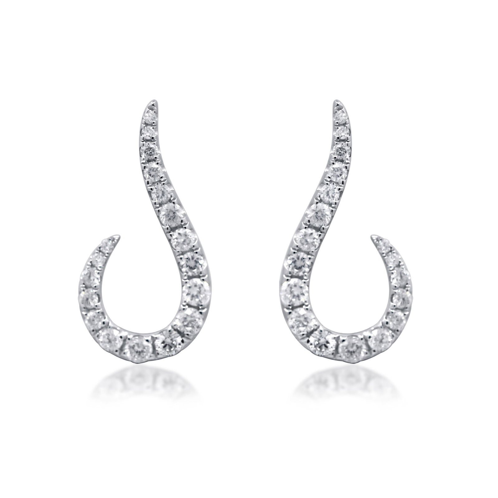 Celestial Curve: 14K White Gold Diamond Earrings: Graceful and luminous, these 14K white gold diamond earrings capture the beauty of fluid movement in a refined silhouette. Crafted in radiant 14K white gold and weighing 1.69 grams, their elegant curv