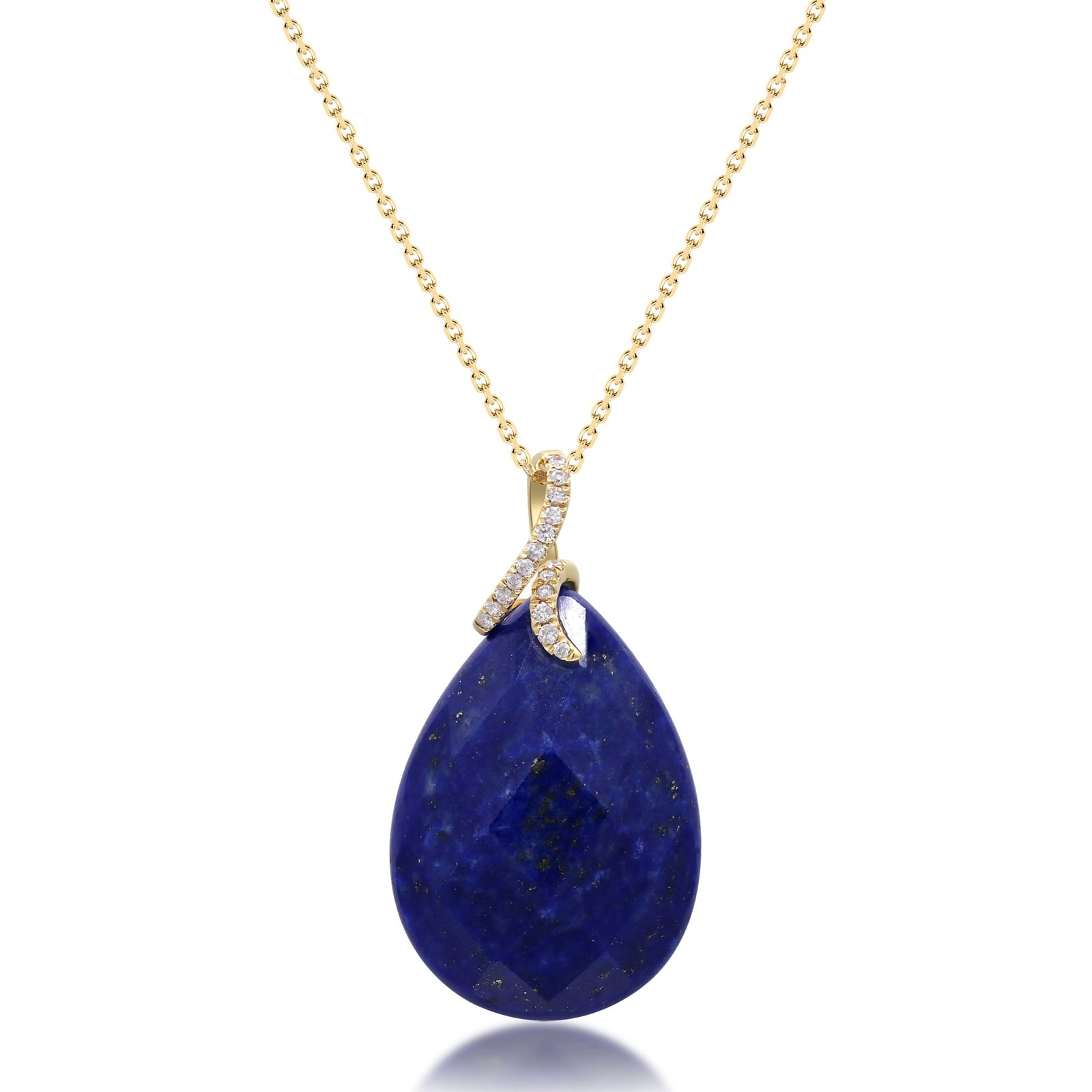 Celestial Teardrop: 14K Yellow Gold Lapis & Diamond Pendant: Elegant and effortlessly striking, this 14K yellow gold lapis pendant captures the beauty of a starlit sky. Crafted in warm 14K yellow gold and weighing 0.74 grams, the delicate setting allows the gem