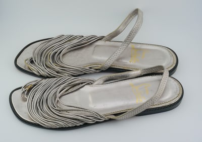 Phenomenal Christian Louboutin Size 40 Silver Fringe Goddess Sandals - Iconic Italian Glamour