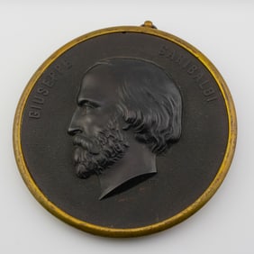 19th C. Giuseppe Garibaldi Bois Durci Portrait Medallion - French Historical Relief Plaque
