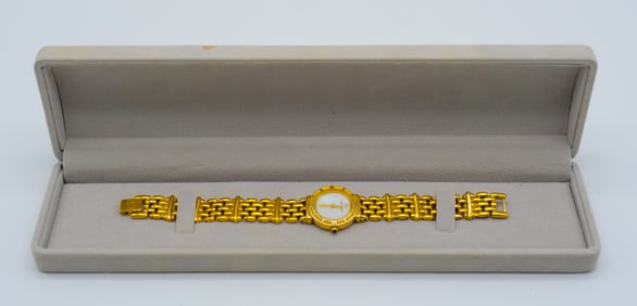 Stunning Women's Yves Saint Laurent Gold-Tone Link Bracelet Watch (23mm) Mother of Pearl Dial, in