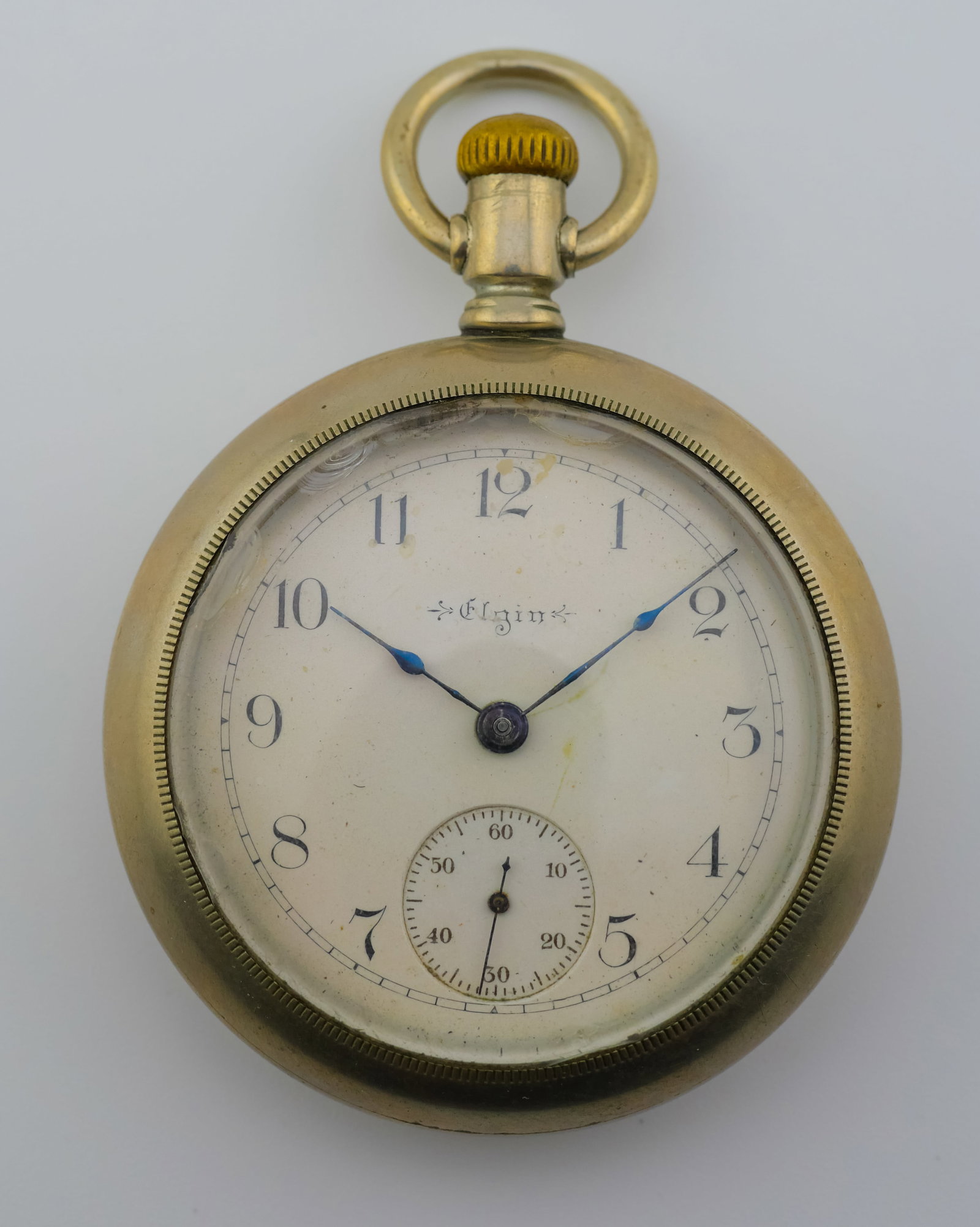 Antique Elgin Sterling Silver Pocket Watch - Working, Blued Hands, Subdial Seconds (1 of 3)