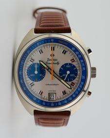 Fantastic Zodiac Grandrally Chronograph Quartz Watch 41mm - Swiss Made, Blue Subdials, Zodiac
