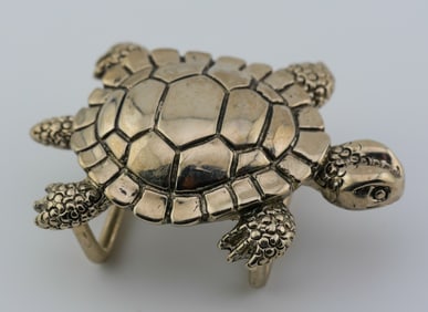 Vintage Terry Stack Solid Cast Turtle Belt Buckle - Sculptural Statement Piece