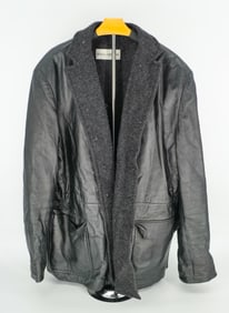 Dolce & Gabbana Italian Black Leather Jacket w/ Soft Wool-Fleece Interior - Luxe Urban Edge (Size L)