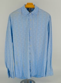 PRADA Made in Italy Men's Shirt - Size 41/16 - Sky Blue Striped Luxury Staple