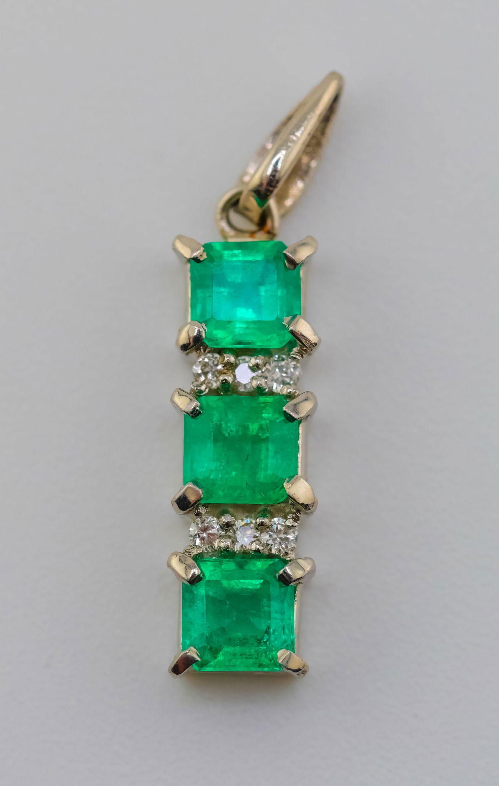 Elegant Platinum Pendant with Natural Emeralds & Diamonds | 0.84ctw of Radiance in Sleek Design (1 of 2)