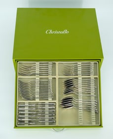 Christofle "Ambassador" Flatware Chest - Elegant 125-Piece Chest w/ 61 Pieces, Silverplate, France
