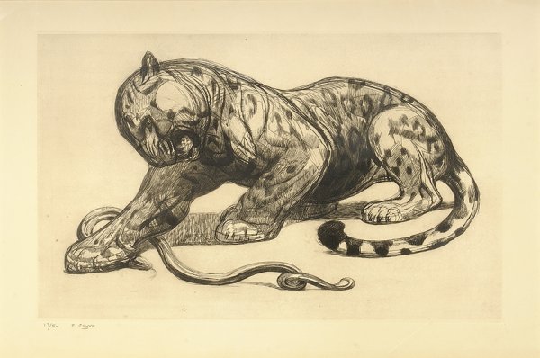 PAUL JOUVE (1878-1973) «Panthère et serpent» Origina